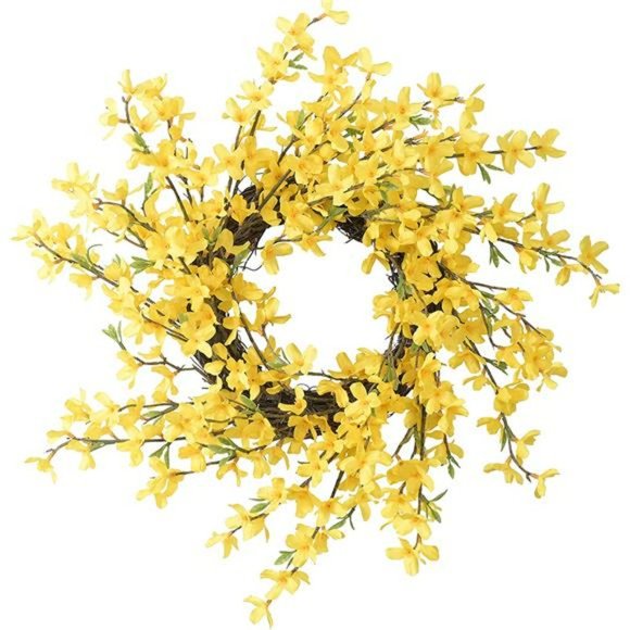 20 Inch Yellow Forsythia Wreath Spring Front Door Wreath Flower Farmhouse